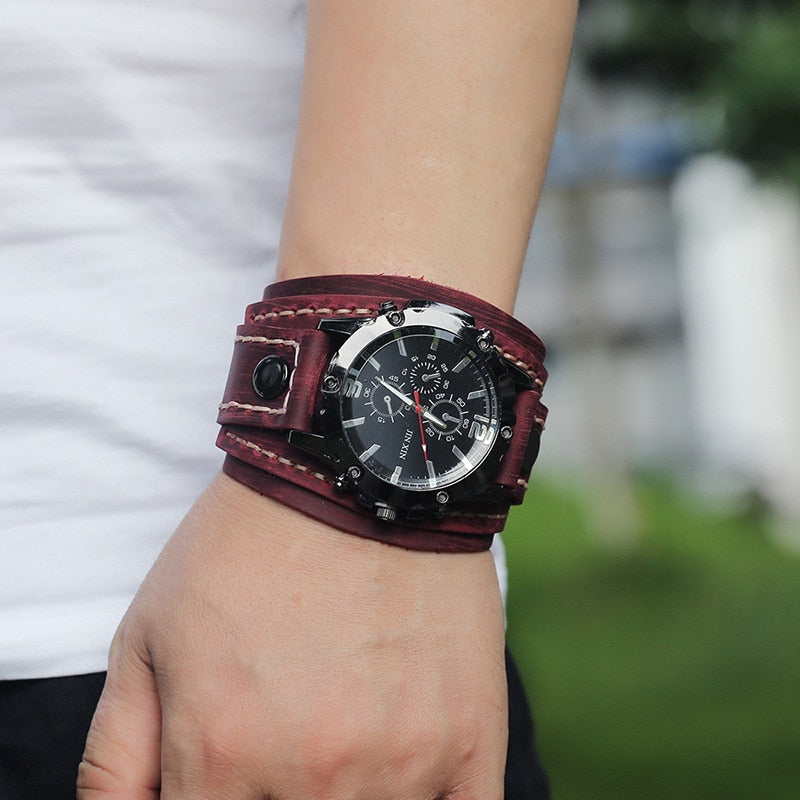 MONTRE HOMMES EN CUIR STYLE RÉTRO