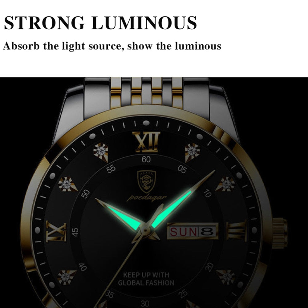 MONTRE ÉTANCHE, BRACELET EN ACIER INOXYDABLE POUR HOMMES