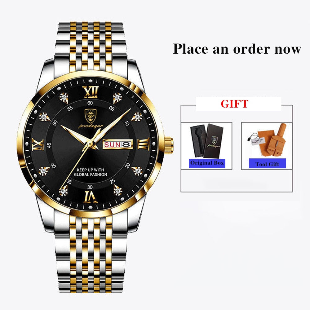 MONTRE ÉTANCHE, BRACELET EN ACIER INOXYDABLE POUR HOMMES