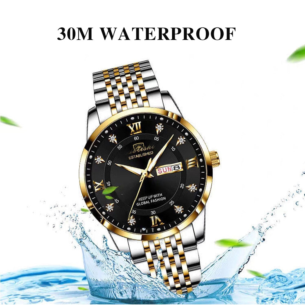 MONTRE ÉTANCHE, BRACELET EN ACIER INOXYDABLE POUR HOMMES