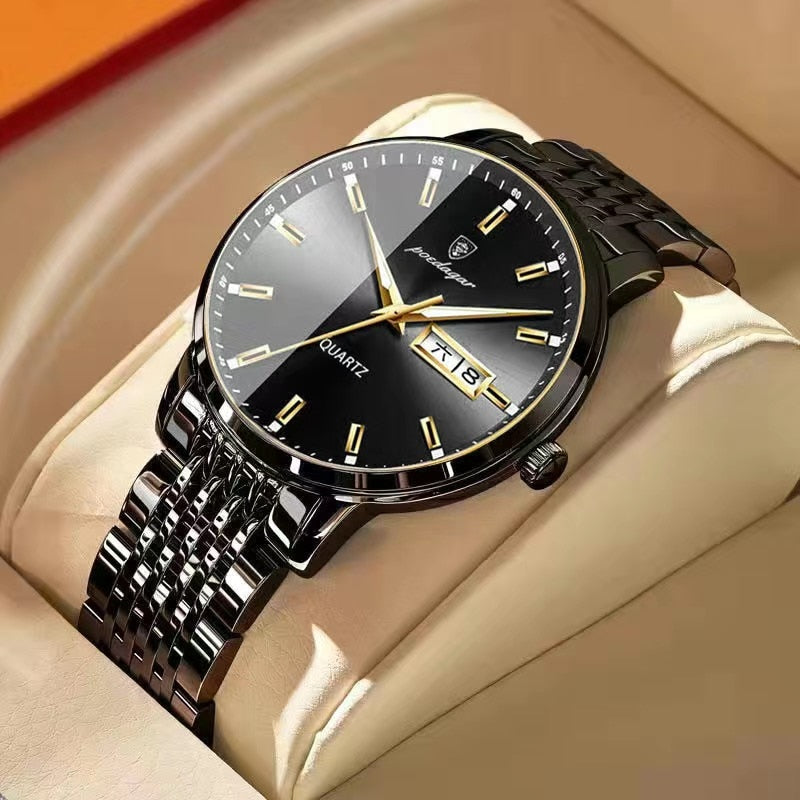 MONTRE ÉTANCHE, BRACELET EN ACIER INOXYDABLE POUR HOMMES