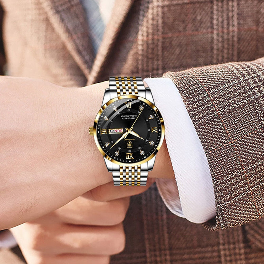 MONTRE ÉTANCHE, BRACELET EN ACIER INOXYDABLE POUR HOMMES
