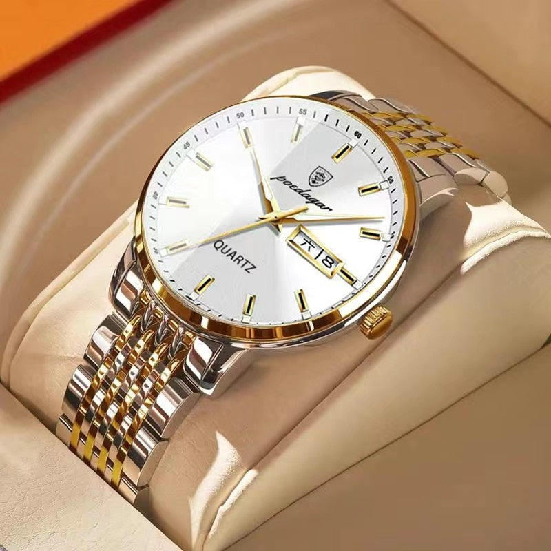 MONTRE ÉTANCHE, BRACELET EN ACIER INOXYDABLE POUR HOMMES