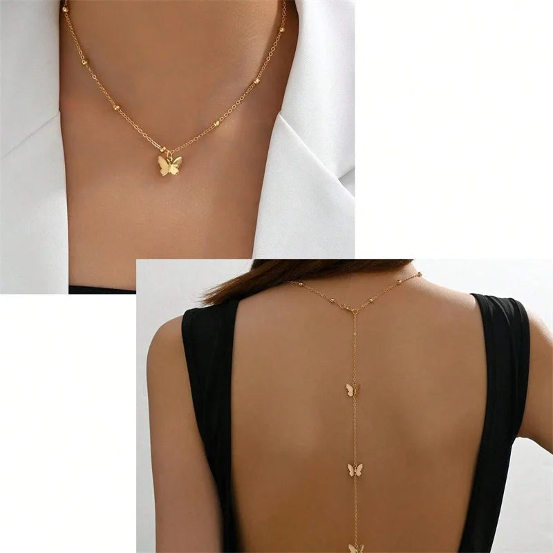 Collier papillon à dos nu