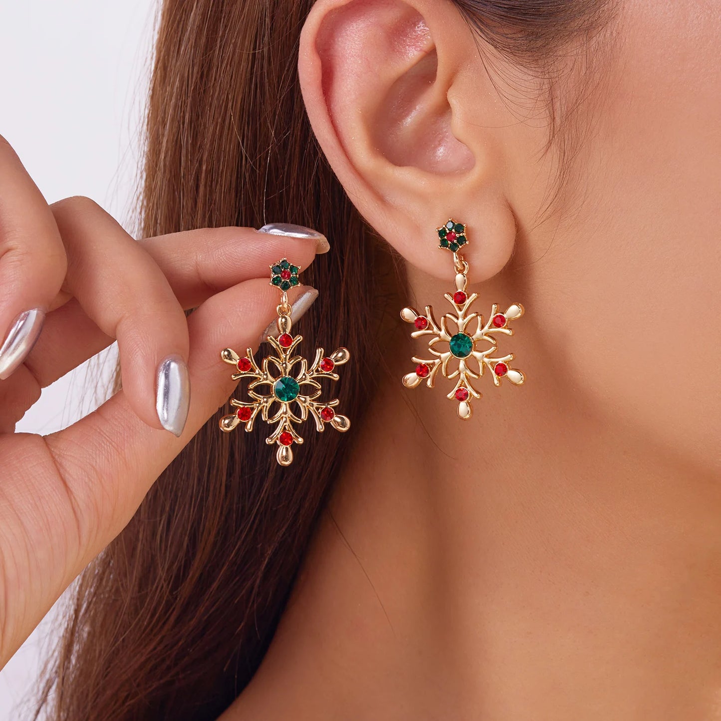 Boucles d'oreilles en forme de flocon de neige