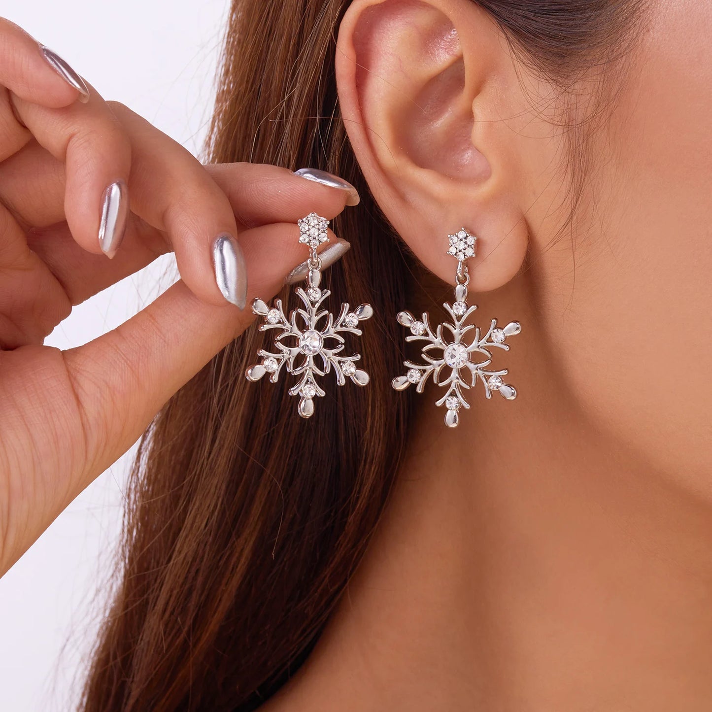 Boucles d'oreilles en forme de flocon de neige