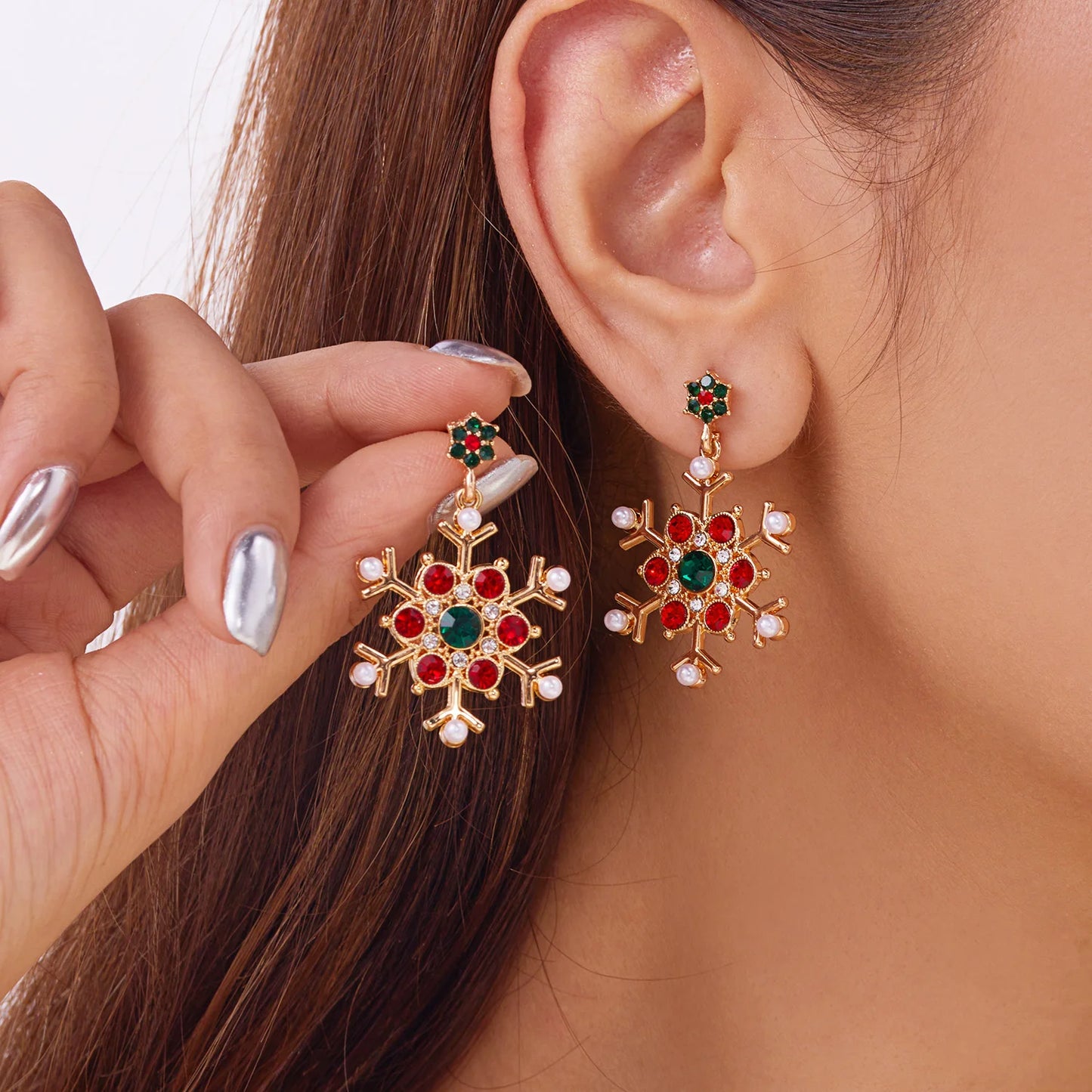 Boucles d'oreilles en forme de flocon de neige