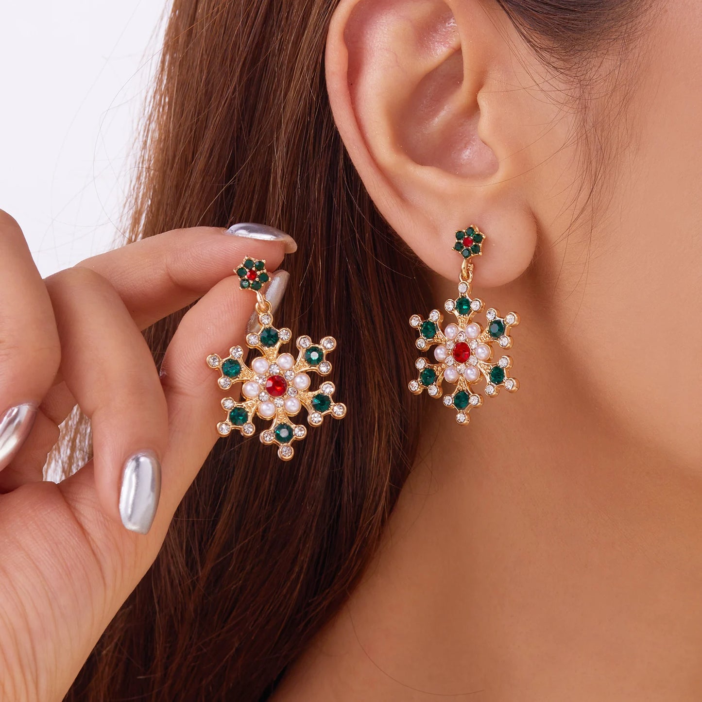 Boucles d'oreilles en forme de flocon de neige