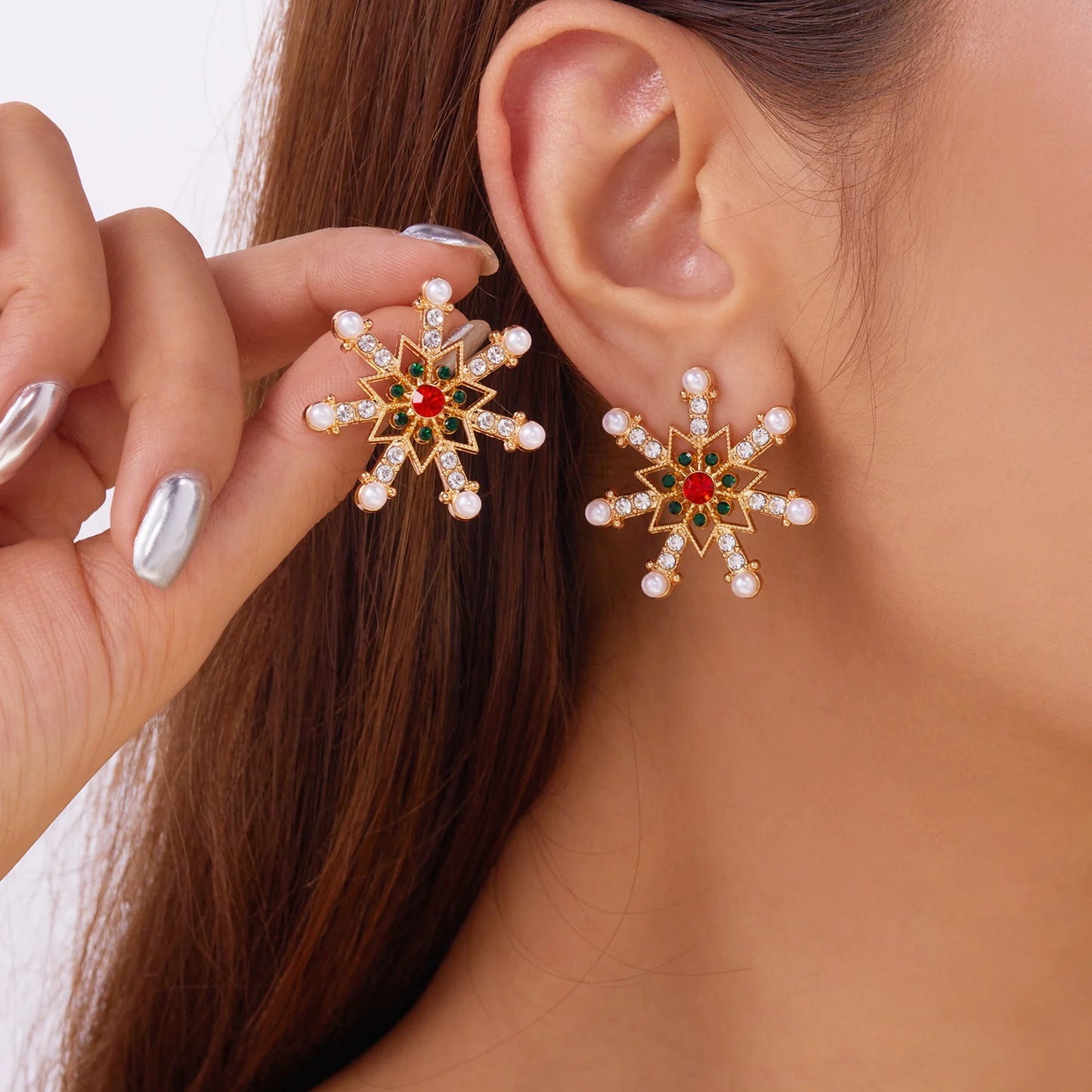 Boucles d'oreilles en forme de flocon de neige
