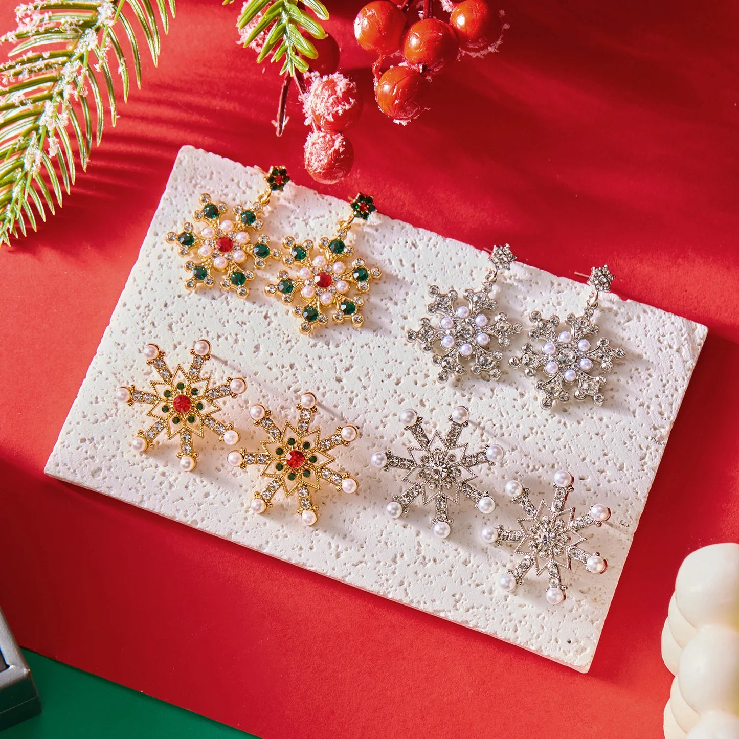 Boucles d'oreilles en forme de flocon de neige