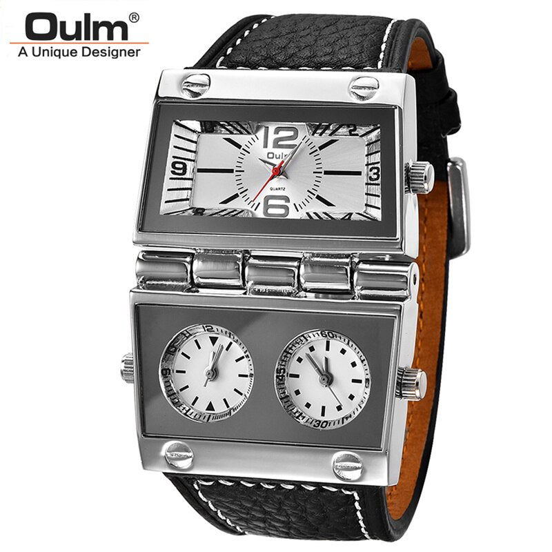 MONTRE HOMMES EN CUIR DEUX CADRANS