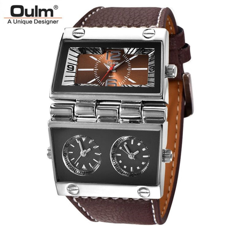 MONTRE HOMMES EN CUIR DEUX CADRANS