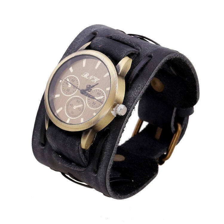 MONTRE HOMMES EN CUIR STYLE RÉTRO