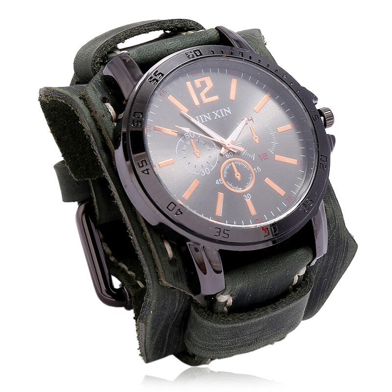 MONTRE HOMMES EN CUIR STYLE RÉTRO