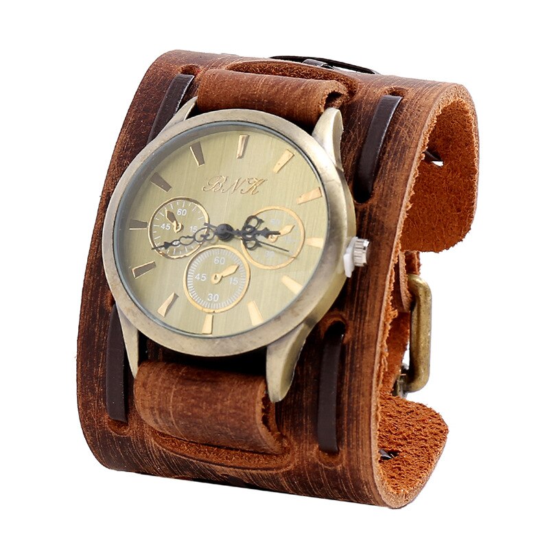 MONTRE HOMMES EN CUIR STYLE RÉTRO