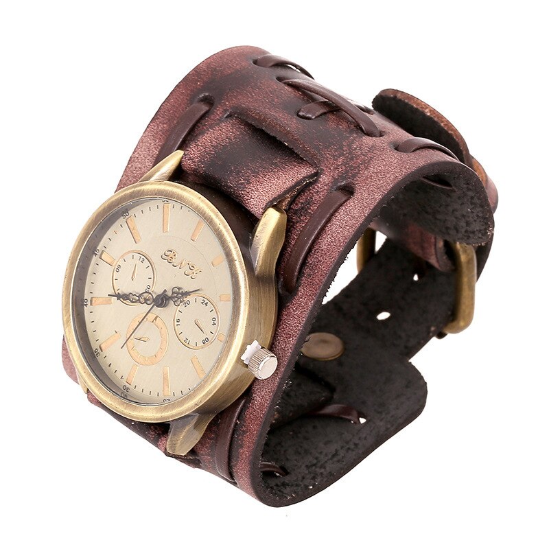 MONTRE HOMMES EN CUIR STYLE RÉTRO