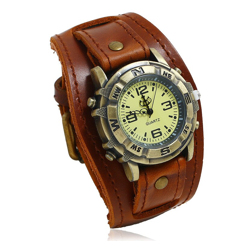 MONTRE HOMMES EN CUIR STYLE RÉTRO